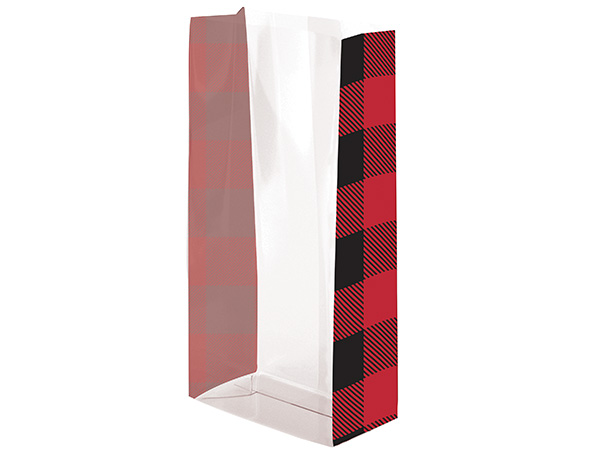 Buffalo Plaid Cello Bags, 4x2x9, 100 Pack