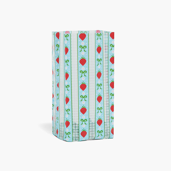 Berry Stripe Cello Bags, 4x2.5x9.5", 100 Pack
