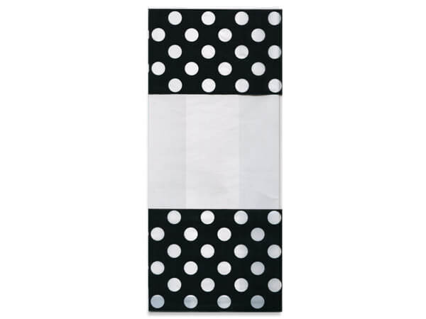 Black and White Dots Cello Treat Bags, 4x2x9", 100 Pack