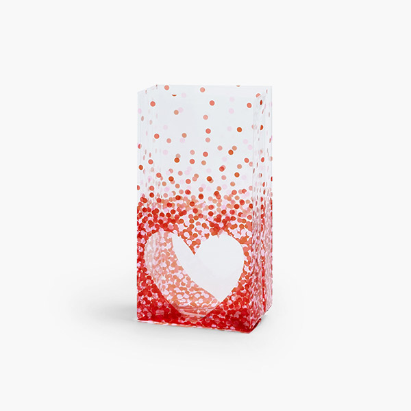 Confetti Hearts Cello Bags, 4x2.5x9.5", 100 Pack