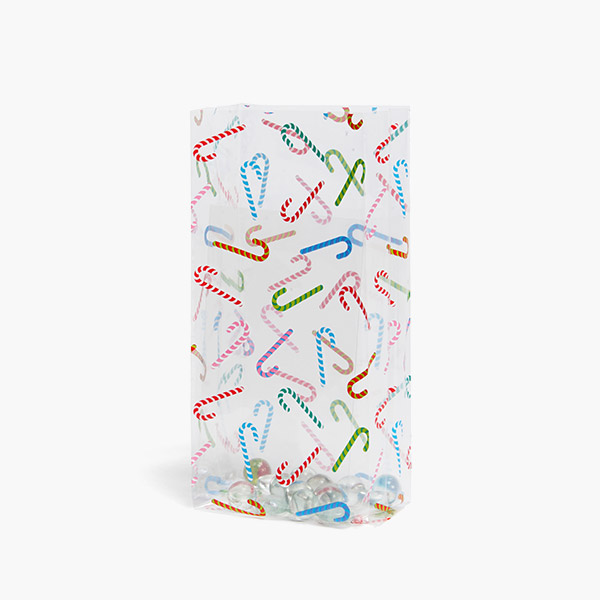 Colorful Candy Canes Cello Bags, 4x2.5x9.5", 100 Pack