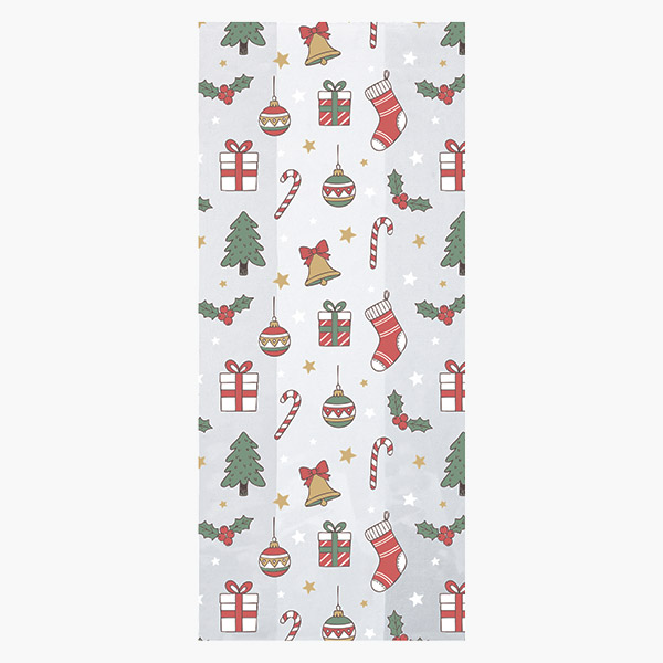 Christmas Stockings Cello Bags, 4x2.5x9.5", 100 Pack