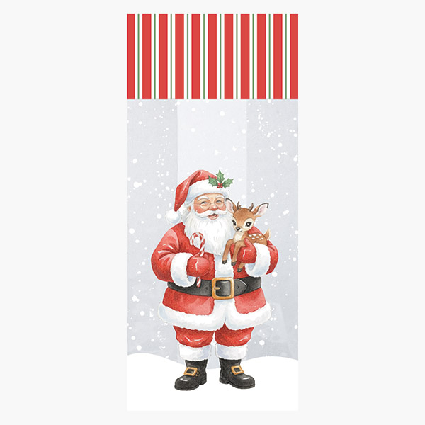 Jolly Santa Cello Bags, 4x2.5x9.5", 100 Pack