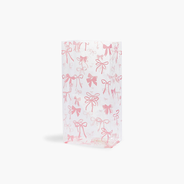 Pink Bows Cello Bags, 4x2.5x9.5", 100 Pack