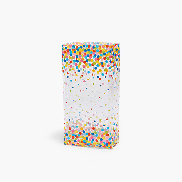 Rainbow Confetti Dots Cello Bags, 4x2.5x9.5", 100 Pack