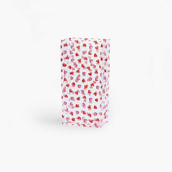 Scattered Hearts Cello Bags, 4x2.5x9.5", 100 Pack