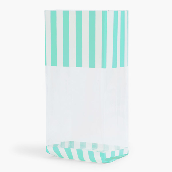 Aqua Cabana Stripe Cello Bags, 5x3x11.75", 100 Pack