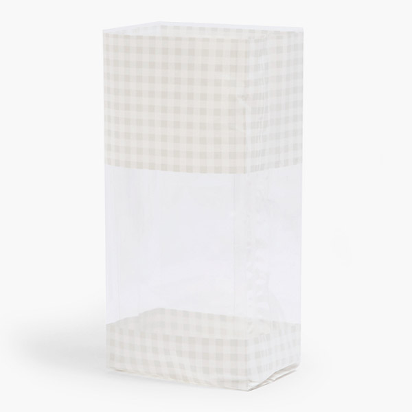 Beige Gingham Cello Bags, 5x3x11.75", 100 Pack