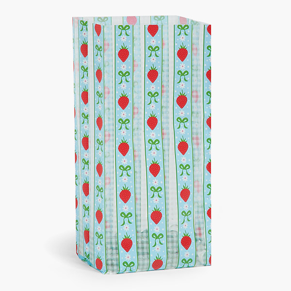 Berry Stripe Cello Bags, 5x3x11.75", 100 Pack