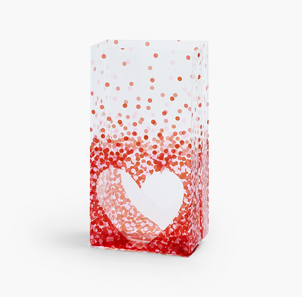 Confetti Hearts Cello Bags, 5x3x11.75", 100 Pack