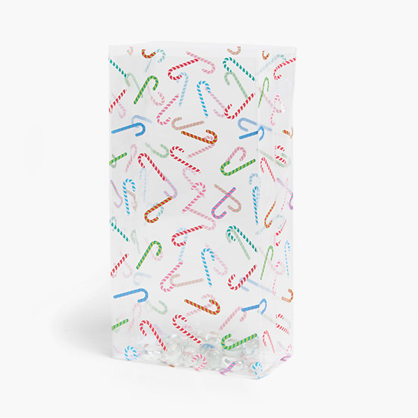 Colorful Candy Canes Cello Bags, 5x3x11.75", 100 Pack