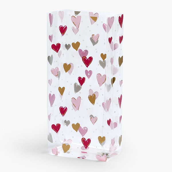 Gilded Hearts Cello Bags, 5x3x11.75", 100 Pack