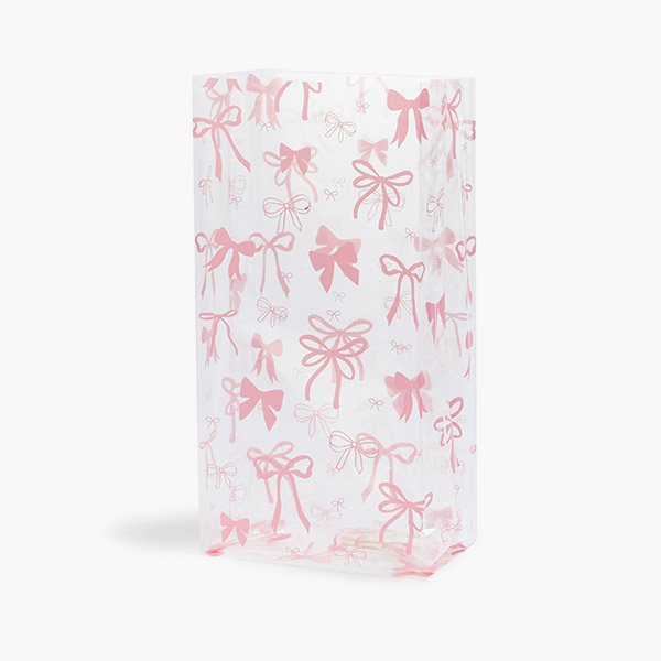 Pink Bows Cello Bags, 5x3x11.75", 100 Pack