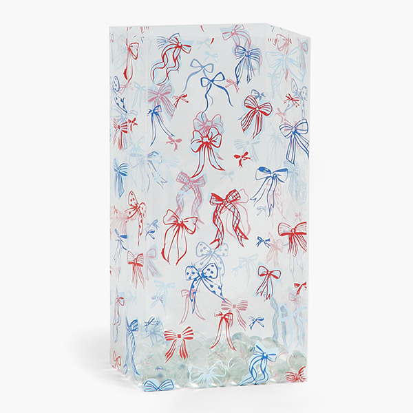 Red & Blue Bows Cello Bags, 5x3x11.75", 100 Pack