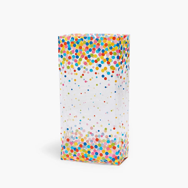 Rainbow Confetti Dots Cello Bags, 5x3x11.75", 100 Pack