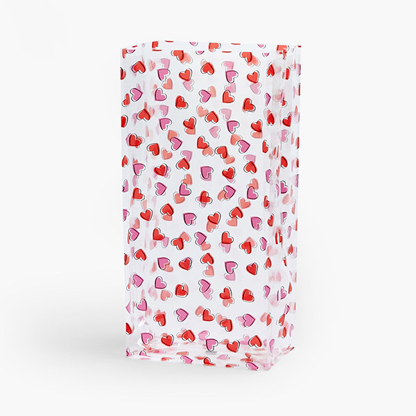 Scattered Hearts Cello Bags, 5x3x11.75", 100 Pack
