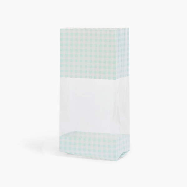 Sage Gingham Cello Bags, 5x3x11.75", 100 Pack