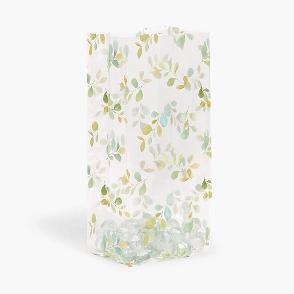 Watercolor Greenery Cello Bags, 5x3x11.75", 100 Pack