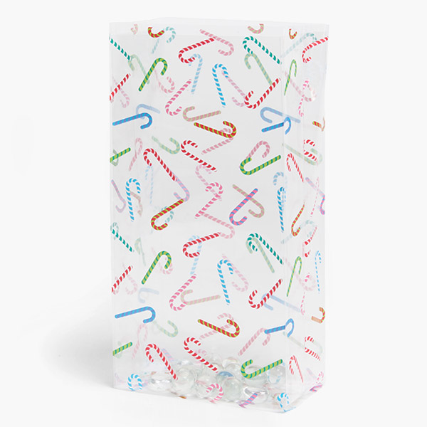 Colorful Candy Canes Cello Bags, 6x3.5x14", 100 Pack