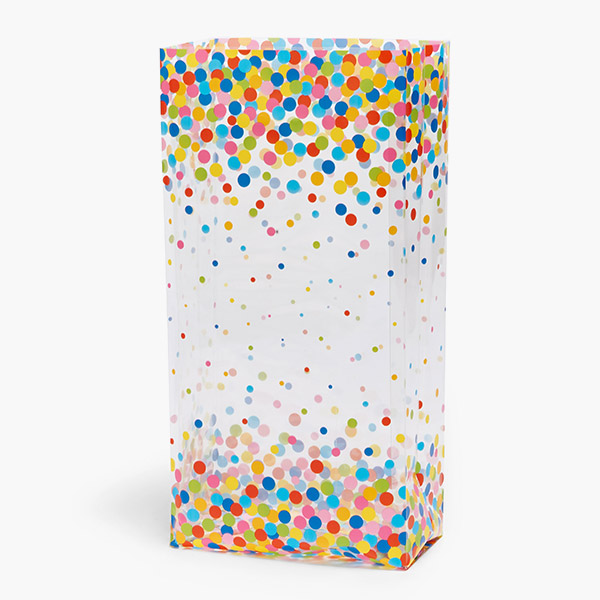 Rainbow Confetti Dots Cello Bags, 6x3.5x14", 100 Pack
