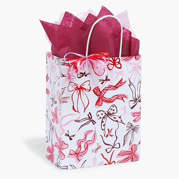 Celebration Bows Paper Gift Bags Cub 8x4.75x10.25", 250 Pack