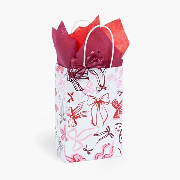 Celebration Bows Paper Gift Bags Rose 5.25x3.25x8.25", 250 Pack