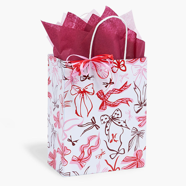 Celebration Bows Paper Gift Bags Cub 8x4.75x10.25", 25 Pack