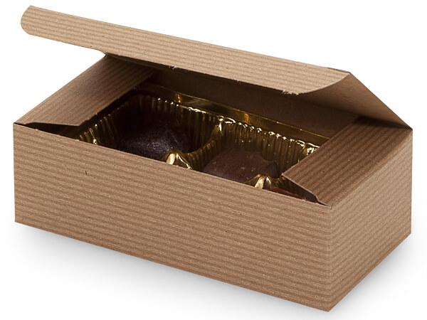 Kraft Pinstripe Candy Box,1/2 lb. 5.5x2.75x1.75", 100 Pack
