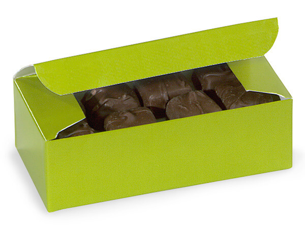 Leaf Green Candy Boxes, 1/2 lb. 5.5x2.75x1.75", 100 Pack