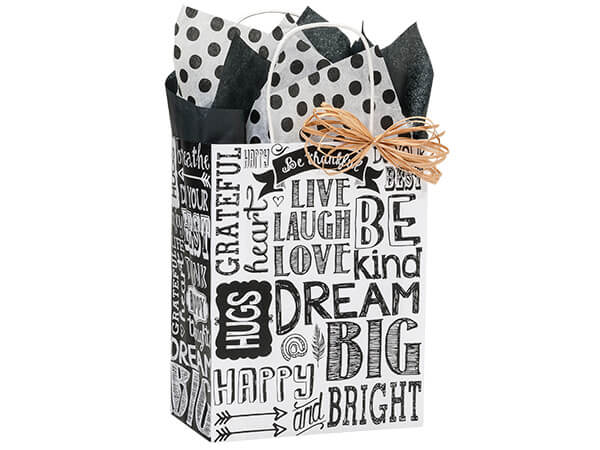 Chalkboard Sentiment Recycled Paper Bags, Cub 8x4.75x10.25", 250 Pack