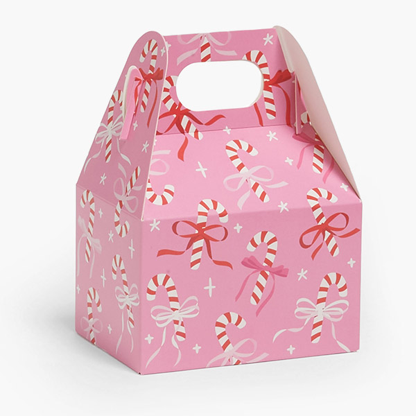 Candy Canes & Ribbons Mini Gable Box, 4x2.5x2.5", 6 Pack