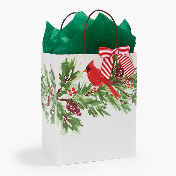 Christmas Cardinal Paper Gift Bags, Cub 8x4.75x10", 25 Pack
