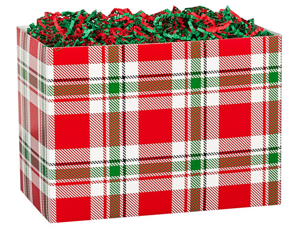 Christmas Plaid Basket Box, Large 10.25x6x7.5", 6 Pack