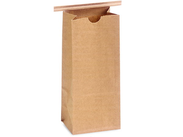 100 Paper Lined 1 lb Kraft Coffee Bags, 4-1/4x2-1/2x10-1/2"