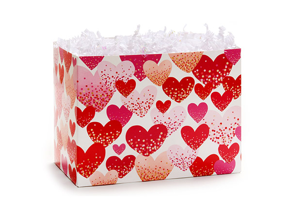 Confetti Hearts Basket Box, Small 6.75x4x5", 6 Pack