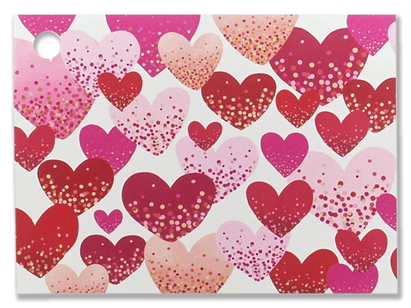 Confetti Hearts Theme Gift Card, 3.75x2.75", 6 Pack