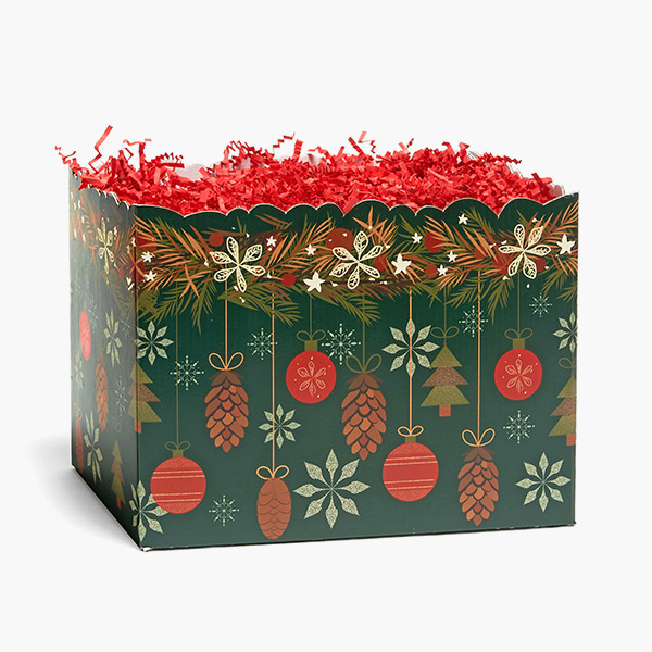 Cozy Ornaments Basket Box, Large 10.25x6x7.5", 6 Pack