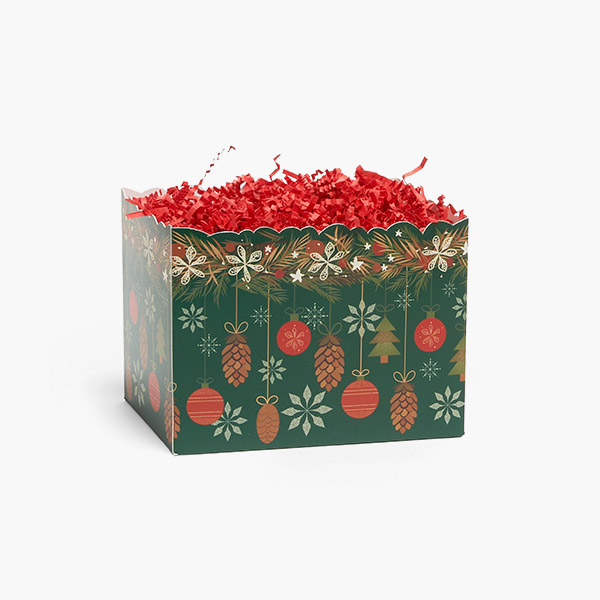 Cozy Ornaments Basket Box, Small 6.75x4x5", 6 Pack