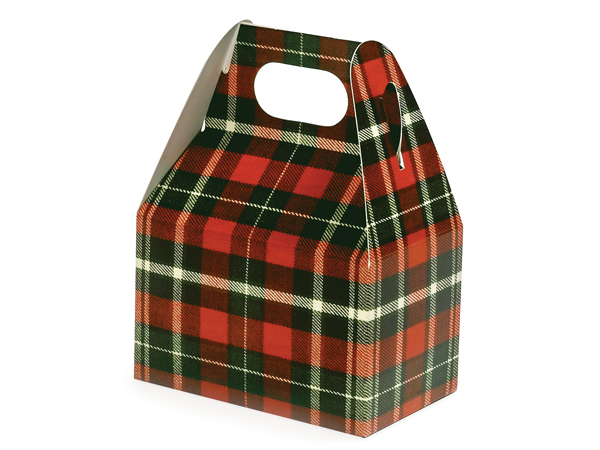 Christmas Plaid Mini Gable Box, 4x2.5x2.5", 6 Pack