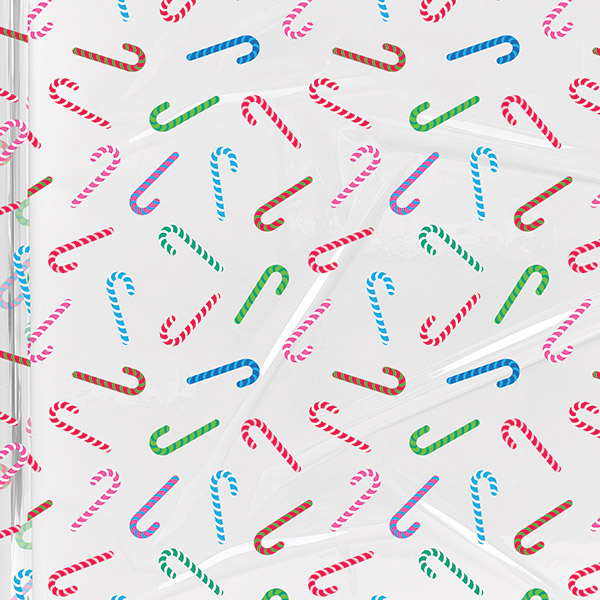 Colorful Candy Canes Cello Roll, 30"x100'