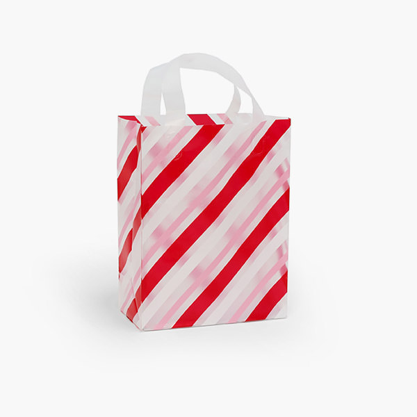 Candy Stripe Plastic Gift Bags, Cub 8 x 4 x 10", 200 Pack