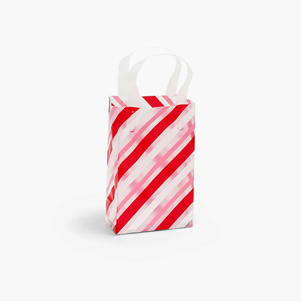 Candy Stripe Plastic Gift Bags, Rose, 5.25 x 3.25 x 8.5", 200 Pack