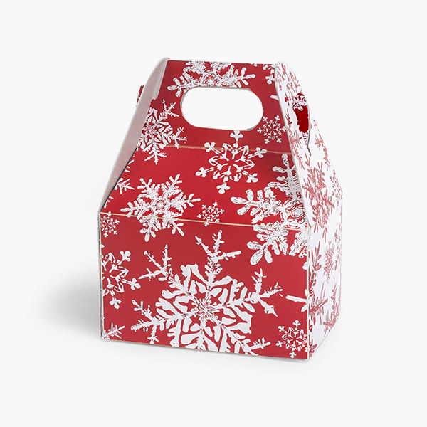 Christmas Snowflakes Red Mini Gable 4x2.5x2.5", 6 Pack