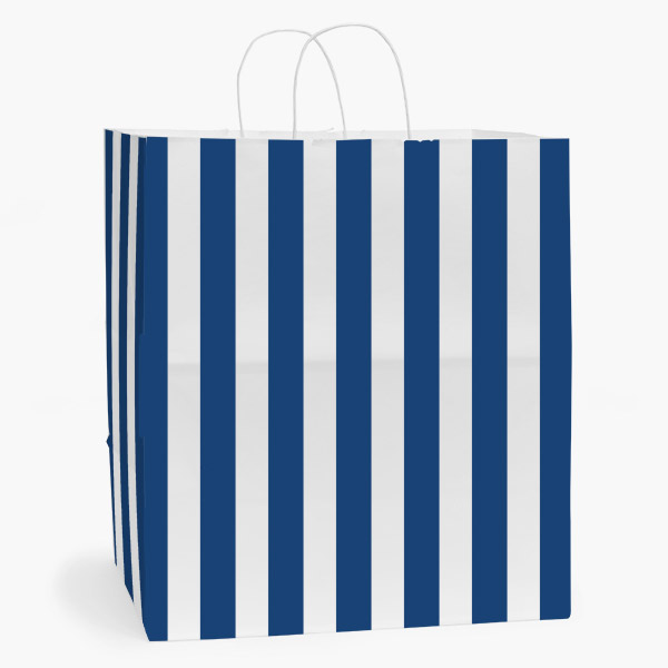 Cabana Stripe Navy Gift Bag Regal 14.5x9x16.25, 25 Pack