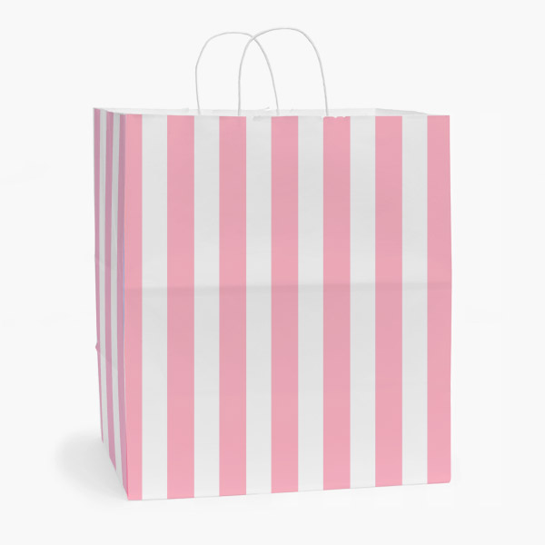 Cabana Stripe Pink Gift Bag, Regal 14.5x9x16.25, 200 Pack