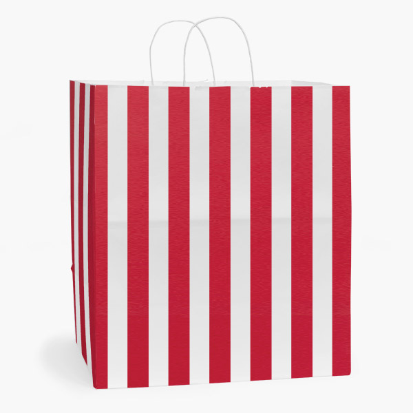 Cabana Stripe Red Gift Bag Regal 14.5x9x16.25, 100 Pack