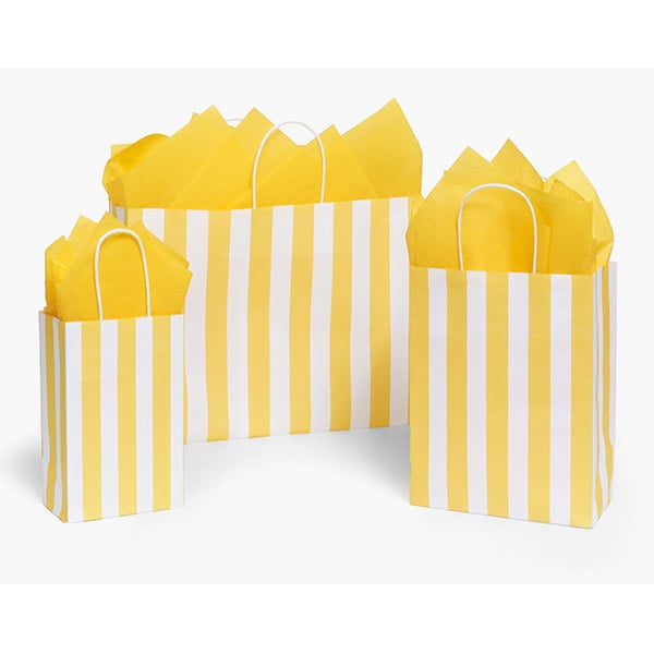 Cabana Stripe Yellow Gift Bag, Assortment, 125 Pack