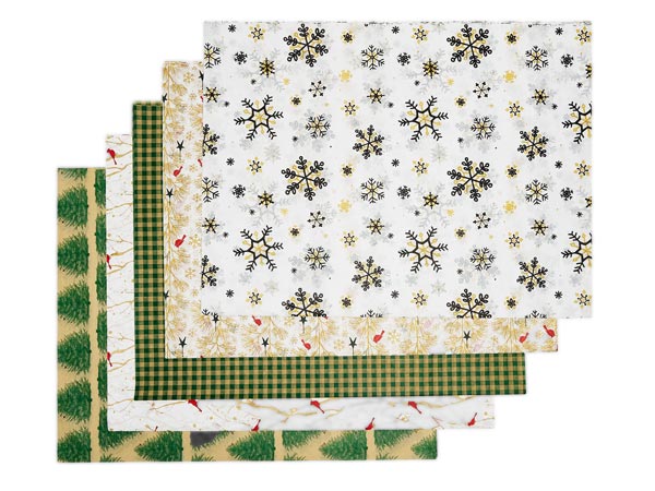 Country Christmas Tissue Paper Assortment, 20x30", 60 Sheet Pack
