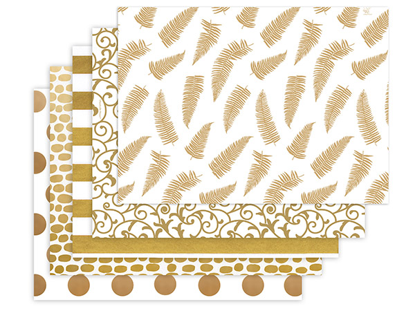 Gold and White Tissue Paper Assortment, 20x30