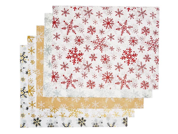 Snowflake Tissue Paper Assortment, 20x30", 60 Sheet Pack